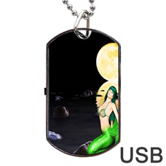 Sexy Mermaid In The Moonlight Dog Tag Usb Flash (two Sides) by StarvingArtisan