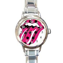 Pink Tongue Round Italian Charm Watch by StarvingArtisan