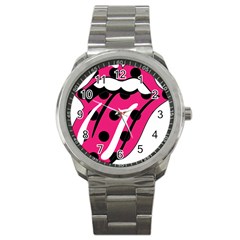 Pink Tongue Sport Metal Watch by StarvingArtisan