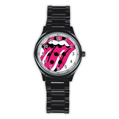 Pink Tongue Stainless Steel Round Watch by StarvingArtisan