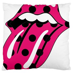 Pink Tongue Large Flano Cushion Case (two Sides) by StarvingArtisan