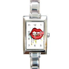 Bit Your Tongue Rectangle Italian Charm Watch by StarvingArtisan