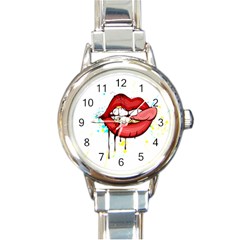 Bit Your Tongue Round Italian Charm Watch by StarvingArtisan