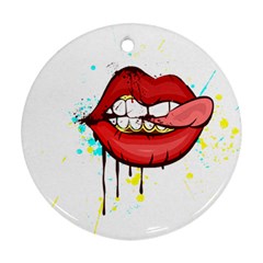 Bit Your Tongue Ornament (round) by StarvingArtisan