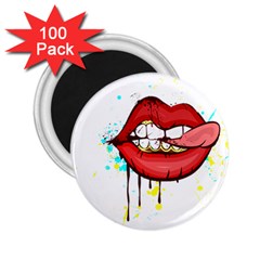 Bit Your Tongue 2 25  Magnets (100 Pack)  by StarvingArtisan