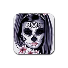 Sugar Skull Rubber Coaster (square)  by StarvingArtisan