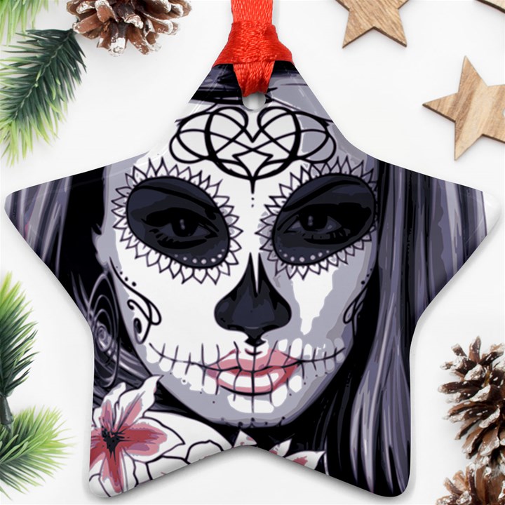 Sugar Skull Star Ornament (Two Sides)