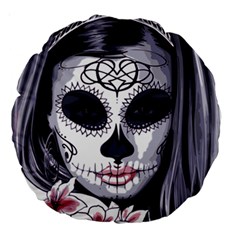 Sugar Skull Large 18  Premium Round Cushions by StarvingArtisan