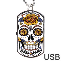 Sugar Skull Dog Tag Usb Flash (one Side) by StarvingArtisan