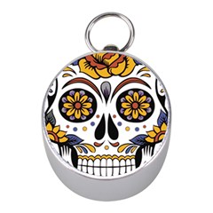 Sugar Skull Mini Silver Compasses