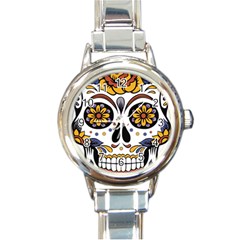 Sugar Skull Round Italian Charm Watch by StarvingArtisan