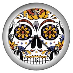 Sugar Skull Wall Clocks (silver)  by StarvingArtisan