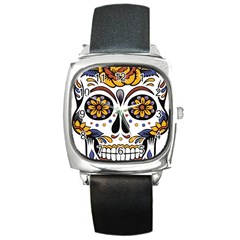 Sugar Skull Square Metal Watch by StarvingArtisan