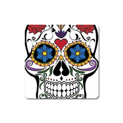 Cranium Sugar Skull Square Magnet by StarvingArtisan