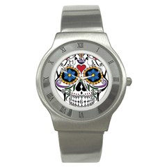 Cranium Sugar Skull Stainless Steel Watch by StarvingArtisan