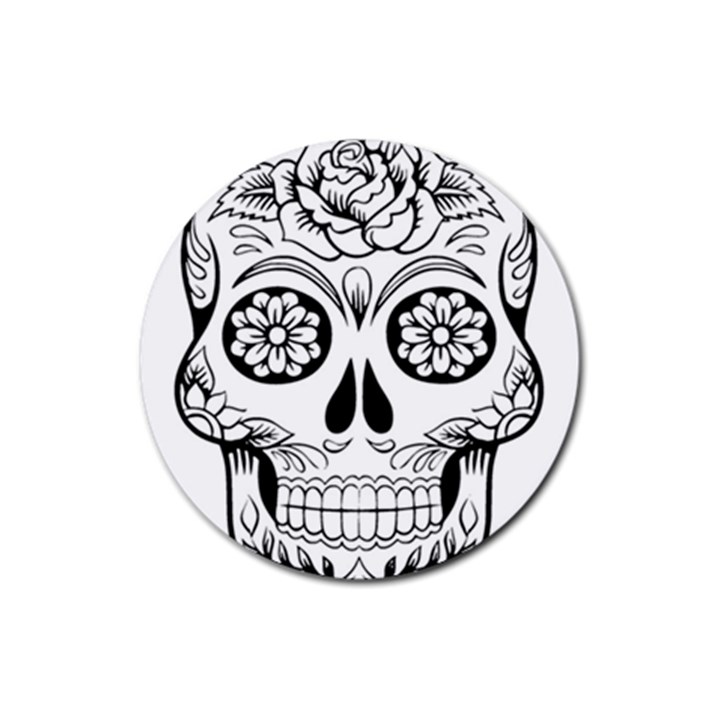 Sugar Skull Rubber Round Coaster (4 pack) 