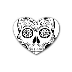 Sugar Skull Rubber Coaster (heart)  by StarvingArtisan