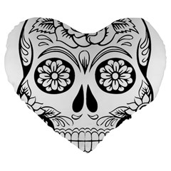 Sugar Skull Large 19  Premium Heart Shape Cushions by StarvingArtisan