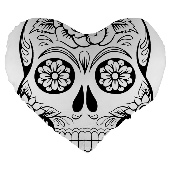 Sugar Skull Large 19  Premium Heart Shape Cushions