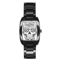 Sugar Skull Stainless Steel Barrel Watch by StarvingArtisan