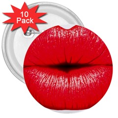 Oooooh Lips 3  Buttons (10 Pack)  by StarvingArtisan