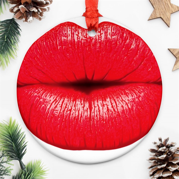 Oooooh Lips Round Ornament (Two Sides)