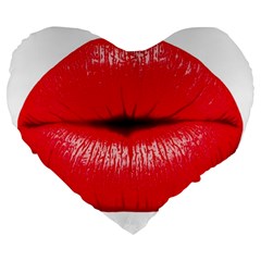 Oooooh Lips Large 19  Premium Flano Heart Shape Cushions by StarvingArtisan