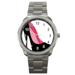 Black Stiletto Heels Sport Metal Watch