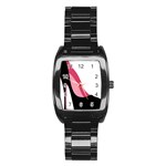 Black Stiletto Heels Stainless Steel Barrel Watch Front