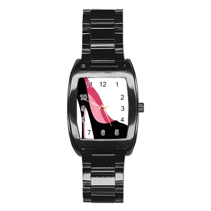 Black Stiletto Heels Stainless Steel Barrel Watch