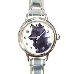 Black Wolf  Round Italian Charm Watch by StarvingArtisan