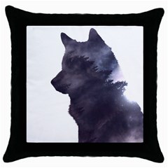 Black Wolf  Throw Pillow Case (black) by StarvingArtisan