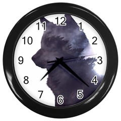 Black Wolf  Wall Clocks (black) by StarvingArtisan