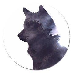 Black Wolf  Magnet 5  (round) by StarvingArtisan