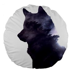 Black Wolf  Large 18  Premium Flano Round Cushions by StarvingArtisan