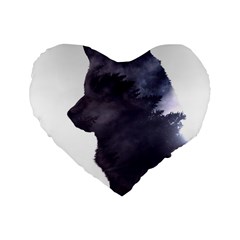 Black Wolf  Standard 16  Premium Flano Heart Shape Cushions by StarvingArtisan