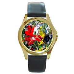 Bow Of Scorpio Before A Butterfly 2 Round Gold Metal Watch by bestdesignintheworld