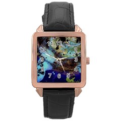 Blue Options 3 Rose Gold Leather Watch  by bestdesignintheworld