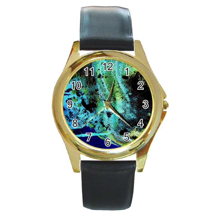 Blue Options 6 Round Gold Metal Watch