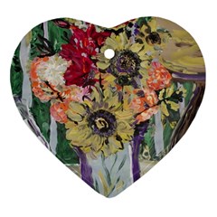 Sunflowers And Lamp Ornament (heart) by bestdesignintheworld