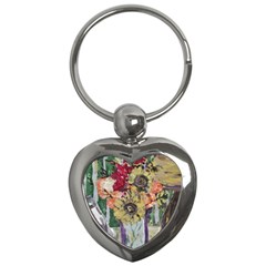 Sunflowers And Lamp Key Chains (heart)  by bestdesignintheworld