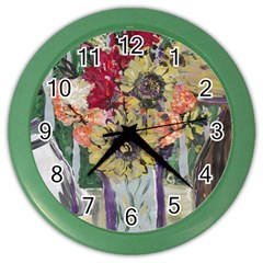 Sunflowers And Lamp Color Wall Clocks by bestdesignintheworld