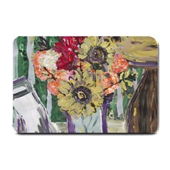 Sunflowers And Lamp Small Doormat  by bestdesignintheworld