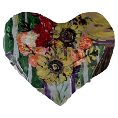 Sunflowers And Lamp Large 19  Premium Heart Shape Cushions by bestdesignintheworld