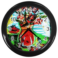 Dry Flowers On Your Windows Wall Clocks (black)