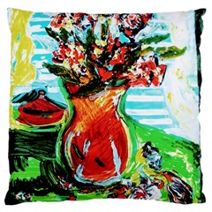 Dry Flowers On Your Windows Large Cushion Case (one Side) by bestdesignintheworld