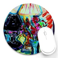 Still Life With Two Lamps Round Mousepads by bestdesignintheworld