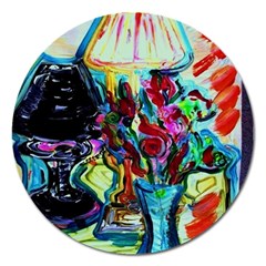 Still Life With Two Lamps Magnet 5  (round) by bestdesignintheworld