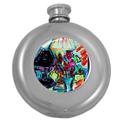 Still Life With Two Lamps Round Hip Flask (5 Oz) by bestdesignintheworld