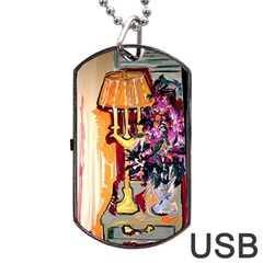 Still Life With Lamps And Flowers Dog Tag Usb Flash (one Side) by bestdesignintheworld